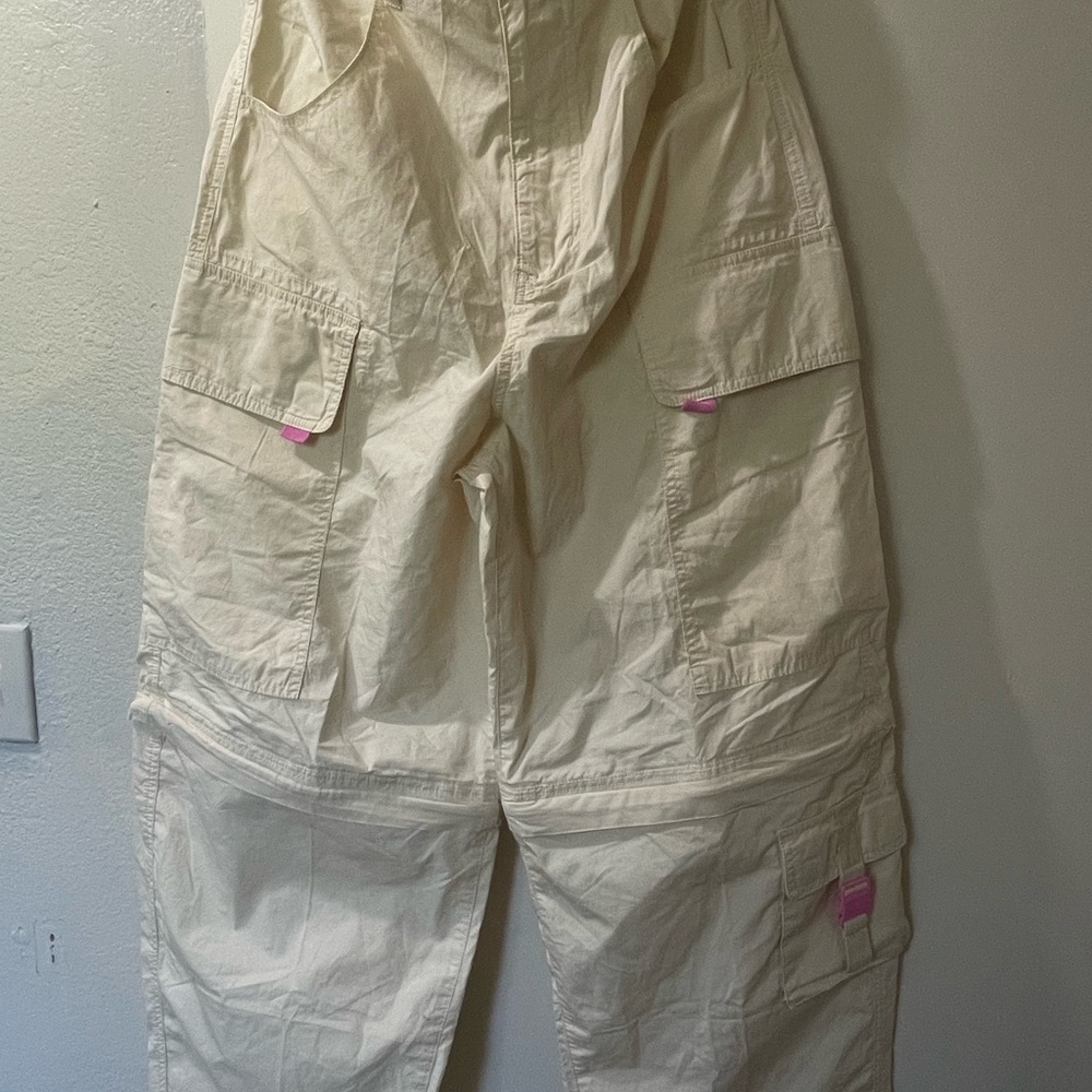 Urban Outfitters Cream Pants with Pink Button